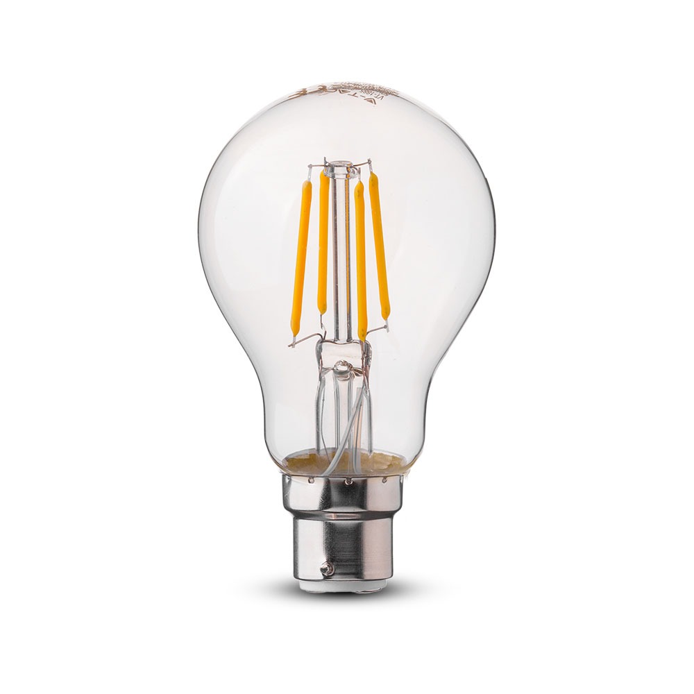 V-TAC 106 Lamp LED B22 A60 Fil 4W 3000K