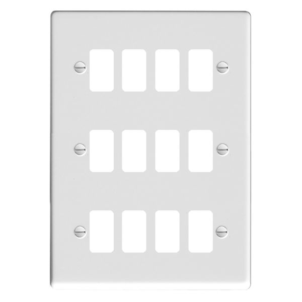 Hartland Grid-IT Gloss White 12 Gang Grid Fix Aperture Plate with Grid
