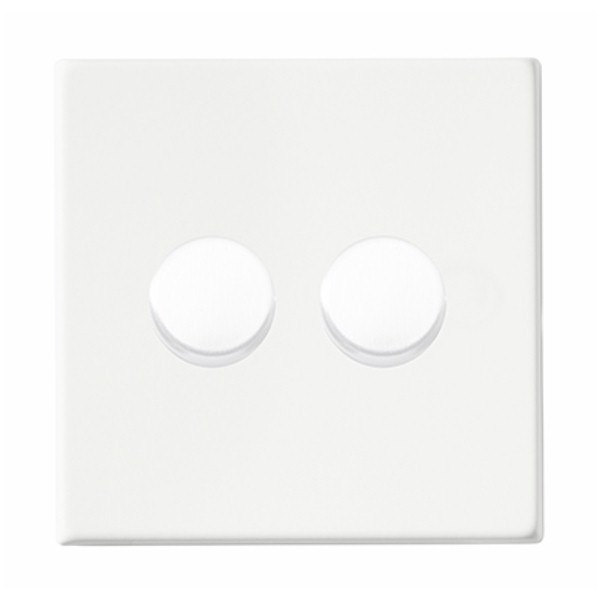 Hamilton Hartland CFX Gloss White 2 Gang 100W 2 Way Push On/Off Rotary Switching LED Dimmer with Gloss White Knobs
