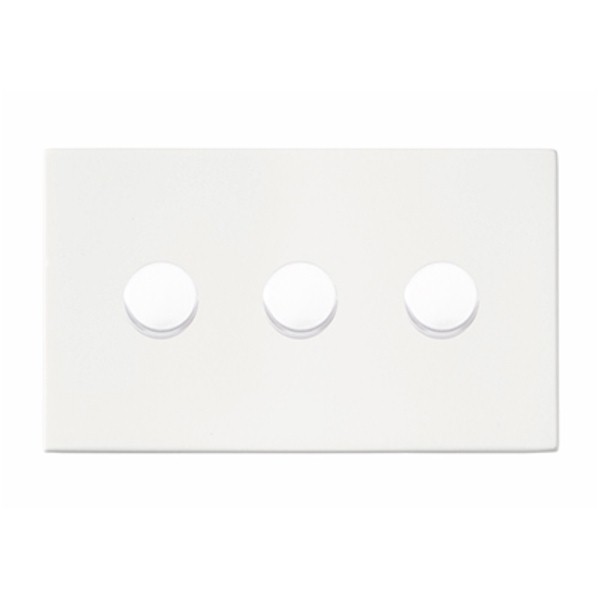 Hamilton Hartland CFX Gloss White 3 Gang 100W 2 Way Push On/Off Rotary Switching LED Dimmer with Gloss White Knobs