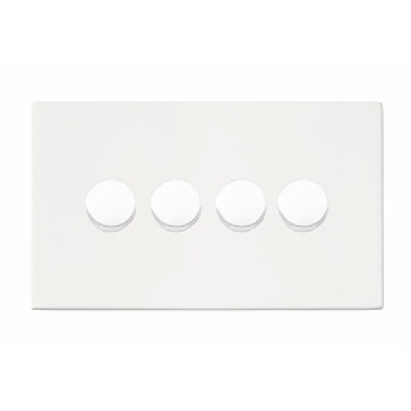 Hamilton Hartland CFX Gloss White 4 Gang 100W 2 Way Push On/Off Rotary Switching LED Dimmer with Gloss White Knobs