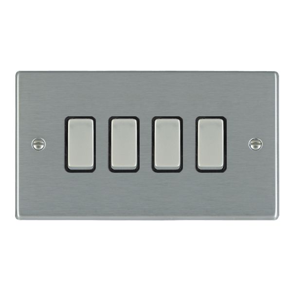 Hamilton Hartland Satin Steel 4G 10AX 2 Way Rocker Satin Steel/Black