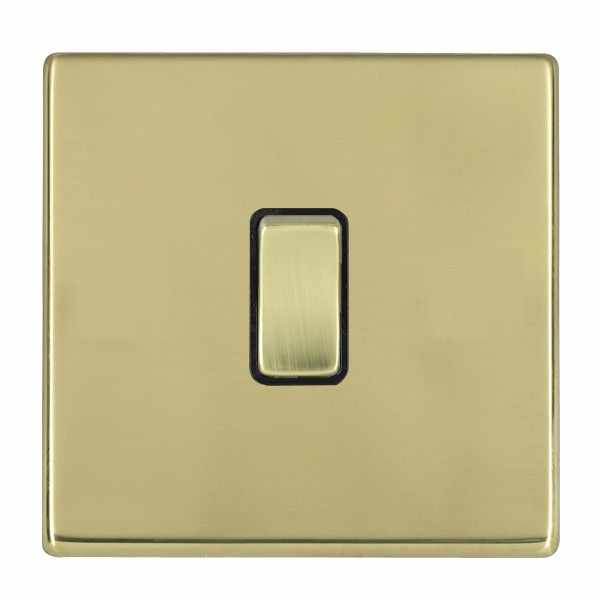 Hamilton 7G21R21PB-B Hartland G2 Polished Brass 1 Gang 10AX 2 Way Switch with Polished Brass Rocker and Black Surround