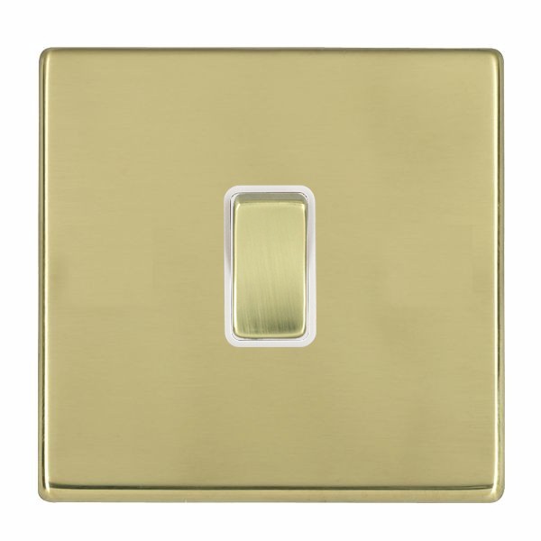 Hamilton 7G21R21PB-W Hartland G2 Polished Brass 1 Gang 10AX 2 Way Switch with Polished Brass Rocker and White Surround