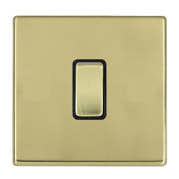 Hamilton Hartland G2 Polished Brass 1 Gang 10AX Intermediate Switch with Polished Brass Rocker and Black Surround