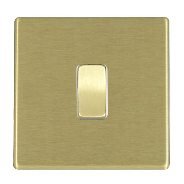 Hamilton 7G22R31SB-W Hartland G2 Satin Brass 1 Gang 10AX Intermediate Switch with Satin Brass Rocker and White Surround