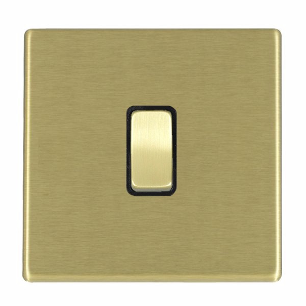 Hamilton 7G22RRTPB-B Hartland G2 Satin Brass 1 Gang 10AX Push To Make/Break Retractive Switch with Satin Brass Rocker and Black Surround