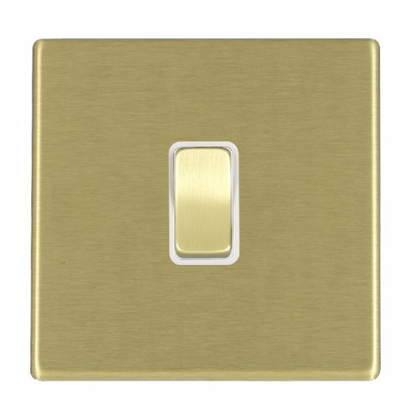 Hamilton 7G22RRTPB-W Hartland G2 Satin Brass 1 Gang 10AX Push To Make/Break Retractive Switch with Satin Brass Rocker and White Surround