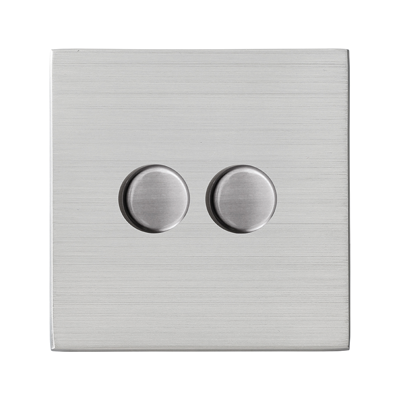 Hamilton Hartland G2 Satin Steel 2G 100W LED 2 Way Push On/Off Rotary Dimmer [Satin Steel]