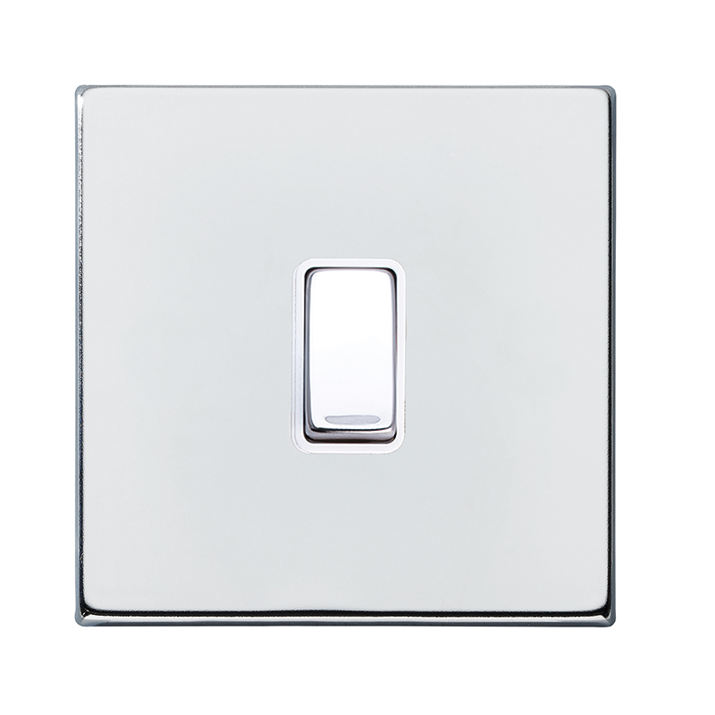 Hamilton 7G27ARRTBC-W Hartland G2 Bright Chrome 1 Gang 10AX Push To Make/Break Retractive Switch with Bright Chrome Rocker and White Surround