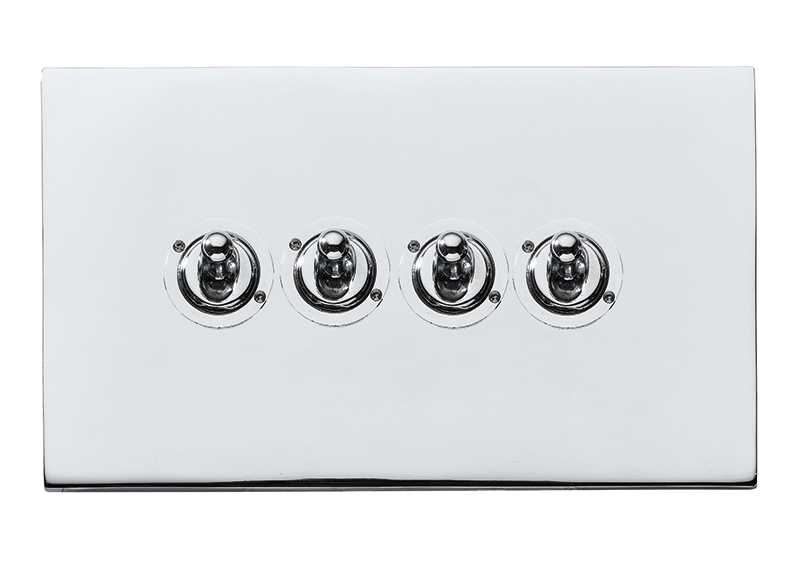 Hamilton Hartland G2 Bright Chrome 4 Gang 20AX 2 Way Toggle Switch with Bright Chrome Toggles