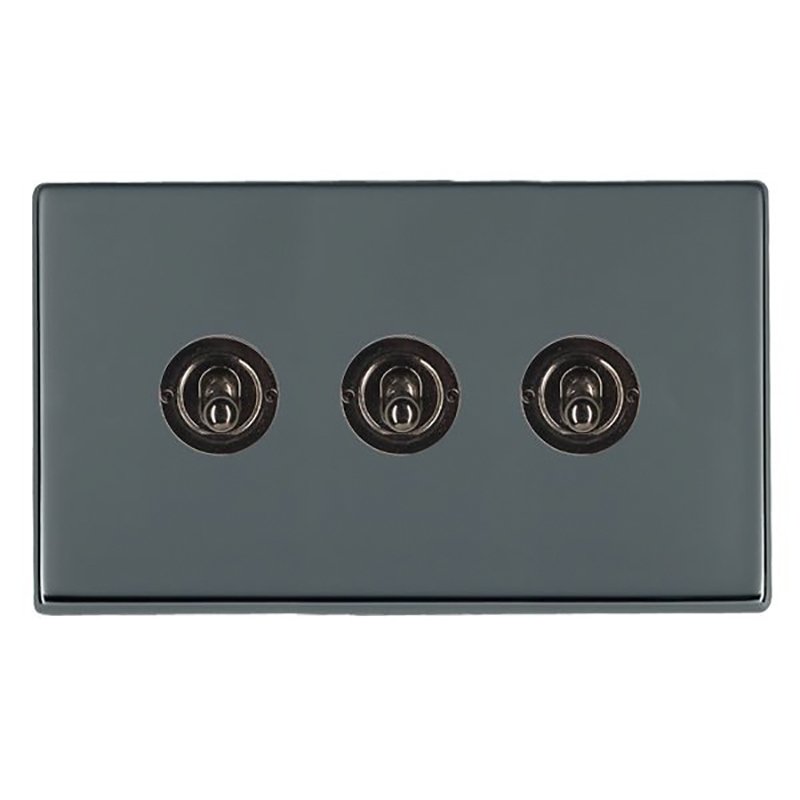 Hamilton Hartland G2 Black Nickel 3 Gang 20AX 2 Way Toggle Switch with Black Nickel Toggles