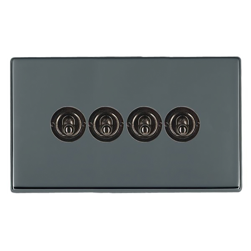 Hamilton 7G28T24 Hartland G2 Black Nickel 4 Gang 20AX 2 Way Toggle Switch with Black Nickel Toggle 