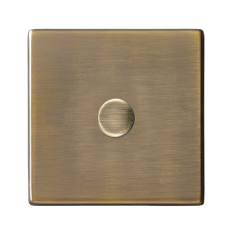 Hamilton Hartland G2 Antique Brass 1G 100W LED 2 Way Push On/Off Rotary Dimmer Antique Brass