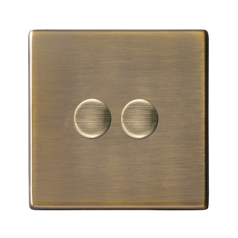 Hamilton Hartland G2 Antique Brass 2g 100W LED 2 Way Push On/Off Rotary Dimmer Antique Brass