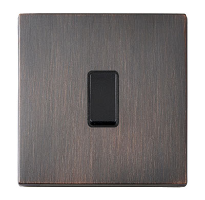 Hamilton 7G2EBRRTBL-B Hartland G2 Etrium Bronze 1 Gang 10AX Push To Make/Break Retractive Switch with Etrium Bronze Rocker and Black Surround