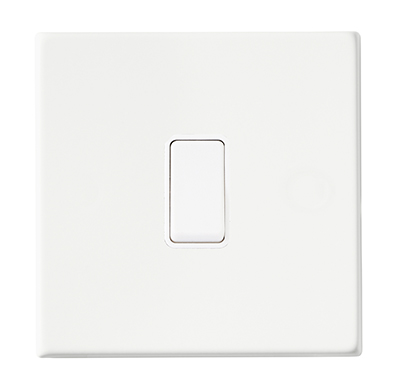 Hamilton 7G2MWR21WH-W Hartland G2 Matt White 1 Gang 10AX 2 Way Switch with White Rocker and White Surround