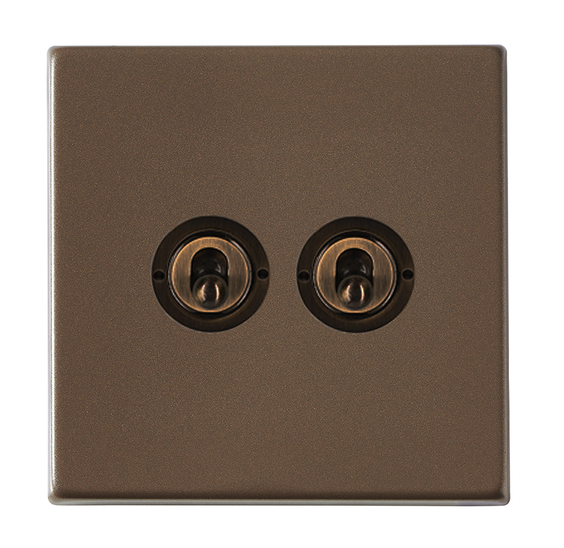 Hamilton 7G2RBT22 Hartland G2 Richmond Bronze 2 Gang 20AX 2 Way Toggle Switch with Richmond Bronze Toggle 