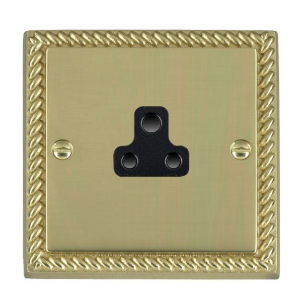 Hamilton 90US2B Cheriton Georgian Polished Brass 1 Gang 2A Unswitched Socket with Black Insert