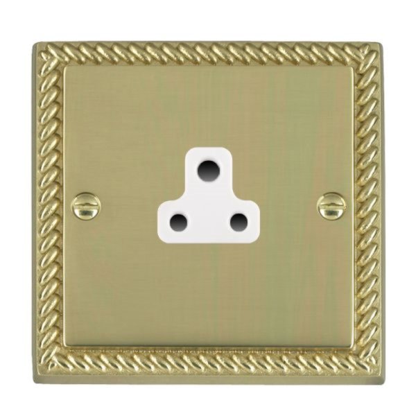 Hamilton 90US2W Cheriton Georgian Polished Brass 1 Gang 2A Unswitched Socket with White Insert