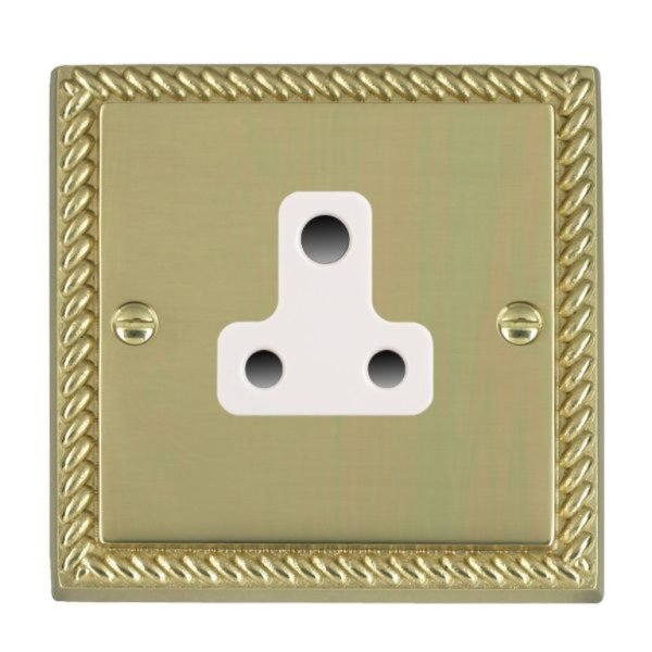 Hamilton 90US5W Cheriton Georgian Polished Brass 1 Gang 5A Unswitched Socket with White Insert