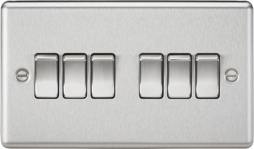 10AX 6G 2 Way Plate Switch - Rounded Edge Brushed Chrome