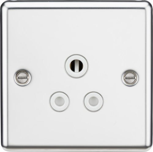 5A Unswitched Socket - Rounded Edge Polished Chrome Finish with White Insert