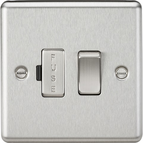 13A Switched Fused Spur Unit - Rounded Edge Brushed Chrome