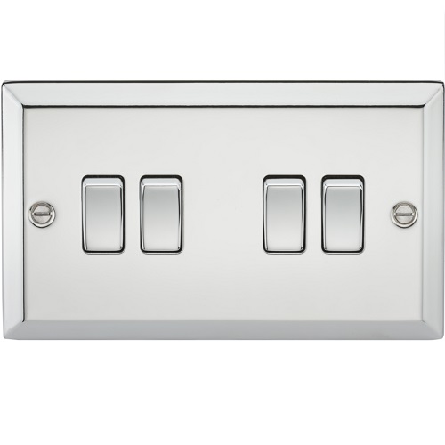 10AX 4G 2 Way Plate Switch - Bevelled Edge Polished Chrome
