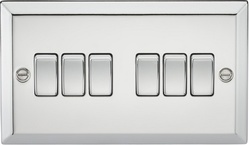 10AX 6G 2 Way Plate Switch - Bevelled Edge Polished Chrome