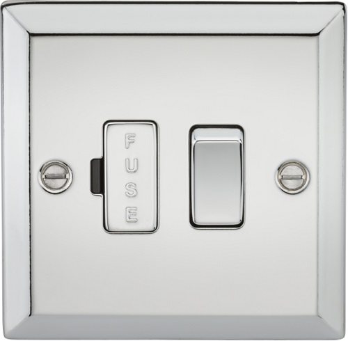 13A Switched Fused Spur Unit - Bevelled Edge Polished Chrome