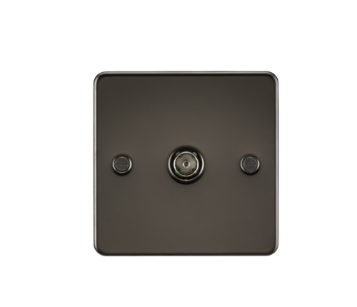 Flat Plate 1G TV Outlet (non-isolated) - Gunmetal