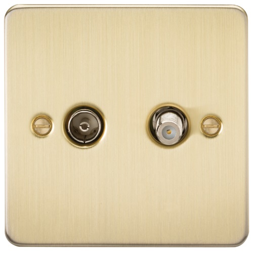 Flat Plate TV & SAT TV Outlet (isolated) - Brushed Brass