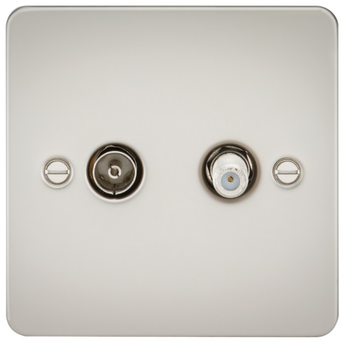 Flat Plate TV & SAT TV Outlet (isolated) - Pearl