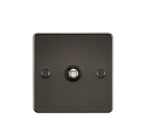 Flat Plate 1G SAT TV Outlet (non-isolated) - Gunmetal