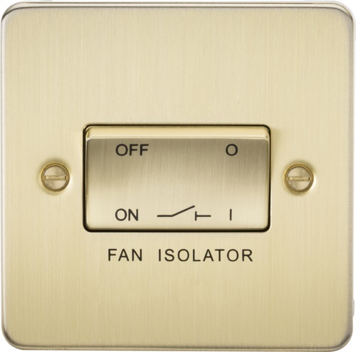 Flat Plate 10AX 3 Pole Fan Isolator Switch - Brushed Brass
