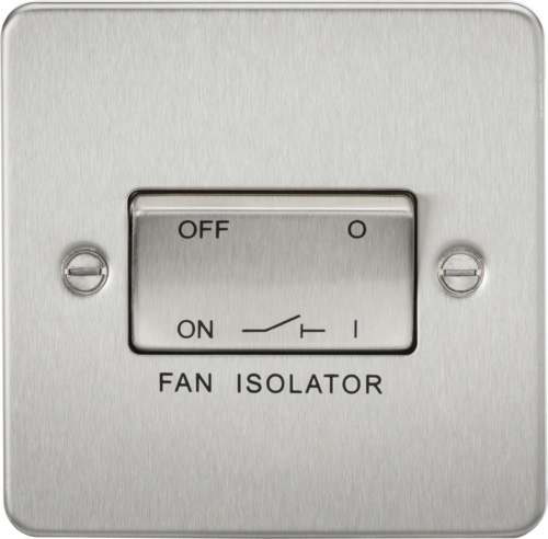 Flat Plate 10AX 3 Pole Fan Isolator Switch - Brushed Chrome