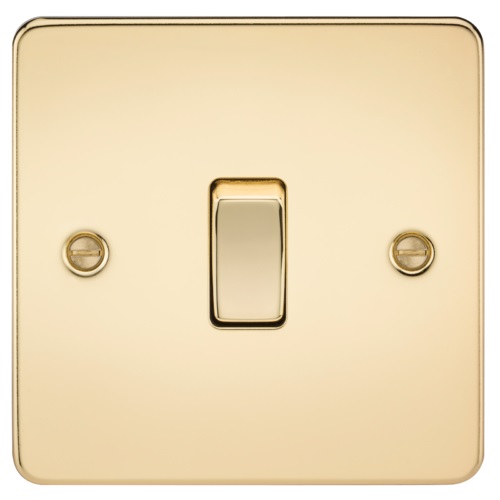 Flat Plate 10AX 1G Intermediate Switch - Polished Brass