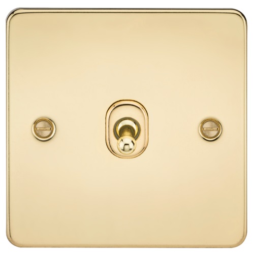 Flat Plate 10AX 1G 2 Way Toggle Switch - Polished Brass