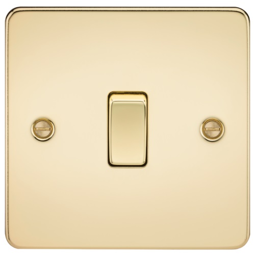 Flat Plate 10AX 1G 2 Way Switch - Polished Brass