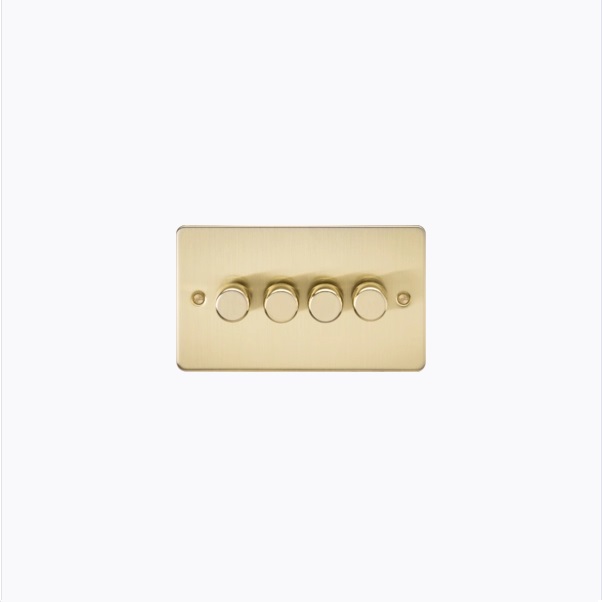Flat Plate 4G 2 Way Dimmer 60-400W - Brushed Brass