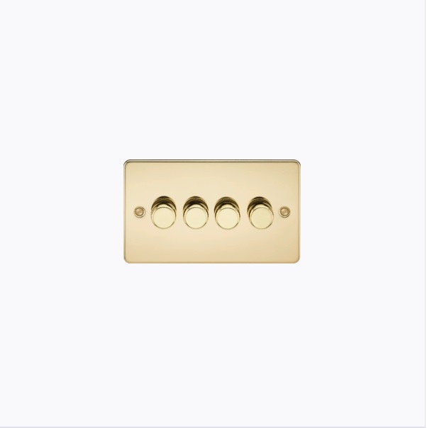Flat Plate 4G 2 Way Dimmer 60-400W - Polished Brass