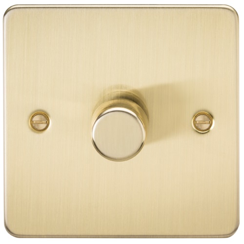 Flat Plate 1G 2 way 10-200W (5-150W LED) trailing edge dimmer - Brushed Brass