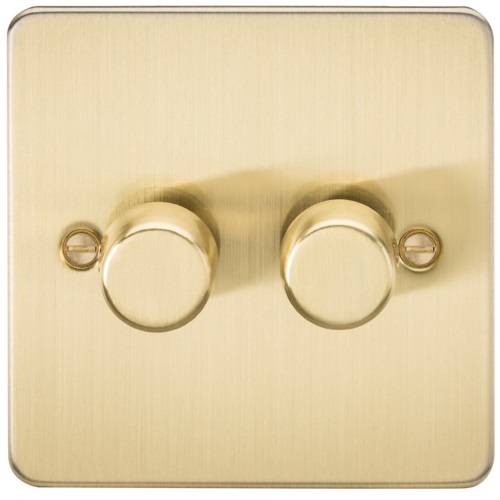 Flat Plate 2G 2 way 10-200W (5-150W LED) trailing edge dimmer - Brushed Brass