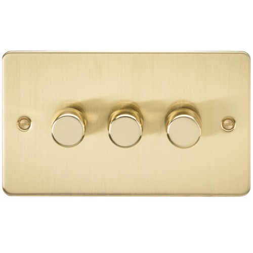 Flat Plate 3G 2 way 10-200W (5-150W LED) trailing edge dimmer - Brushed Brass