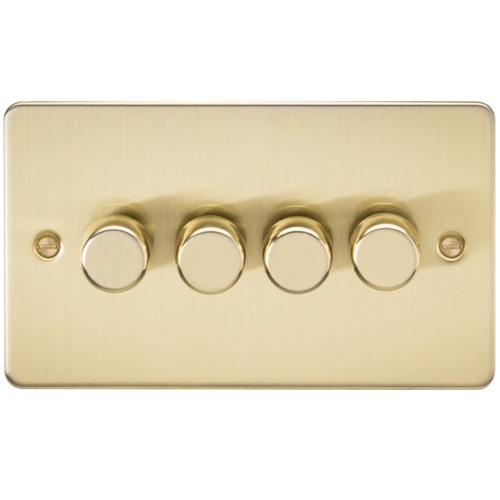Flat Plate 4G 2 way 10-200W (5-150W LED) trailing edge dimmer - Brushed Brass