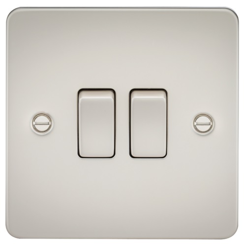 Flat Plate 10AX 2G 2-way switch - pearl