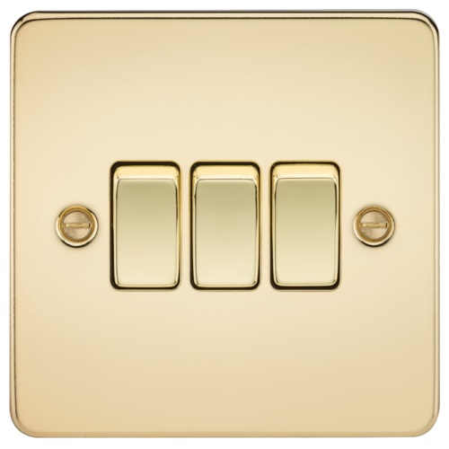 Flat Plate 10AX 3G 2-way switch - polished brass
