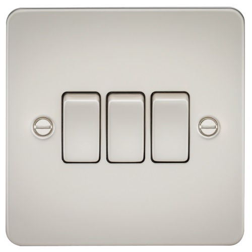 Flat Plate 10AX 3G 2-way switch - pearl