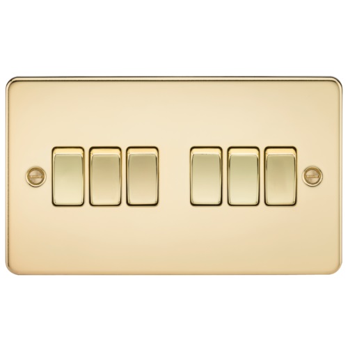 Flat Plate 10AX 6G 2-way switch - polished brass